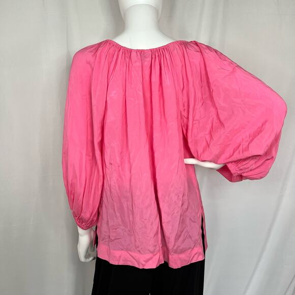 Trina Turk Sandia Top Candy Pink V-Neck Tie Front Blouse XS - Picture 2 of 10